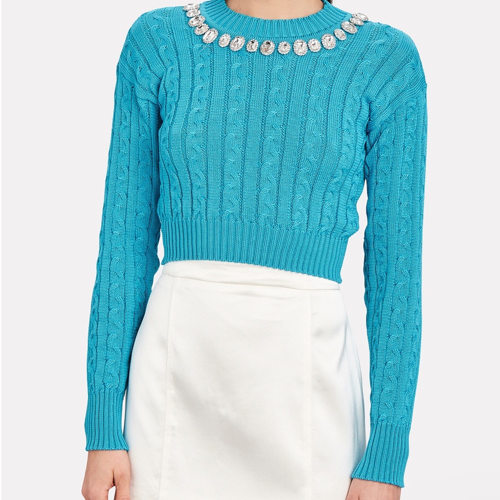 GIUSEPPE DI MORABITO Crystal-Embellished Cropped Cable Sweater never worn